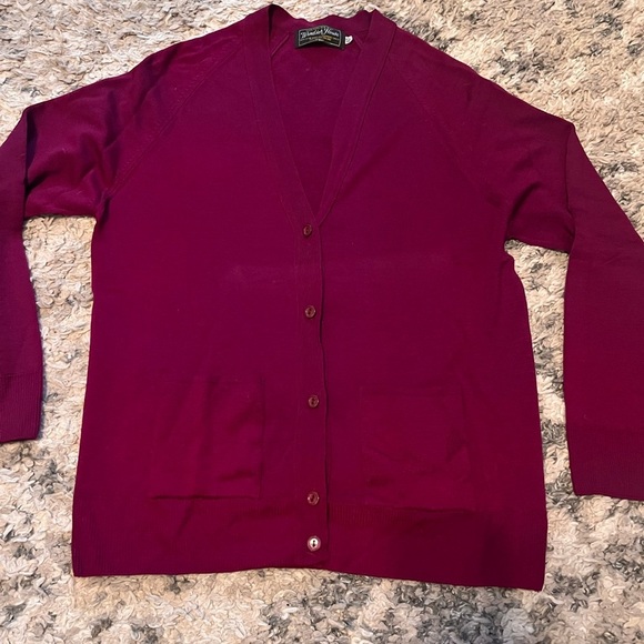 Windsor Sweaters - Windsor 100% virgin wool Deep Berry Cardigan woman’s size medium pure new wool